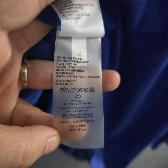 Majestic Filatures Deluxe Tee Shirt Size 4 – Linen Blend, Designer, Flaw - Picture 8 of 8